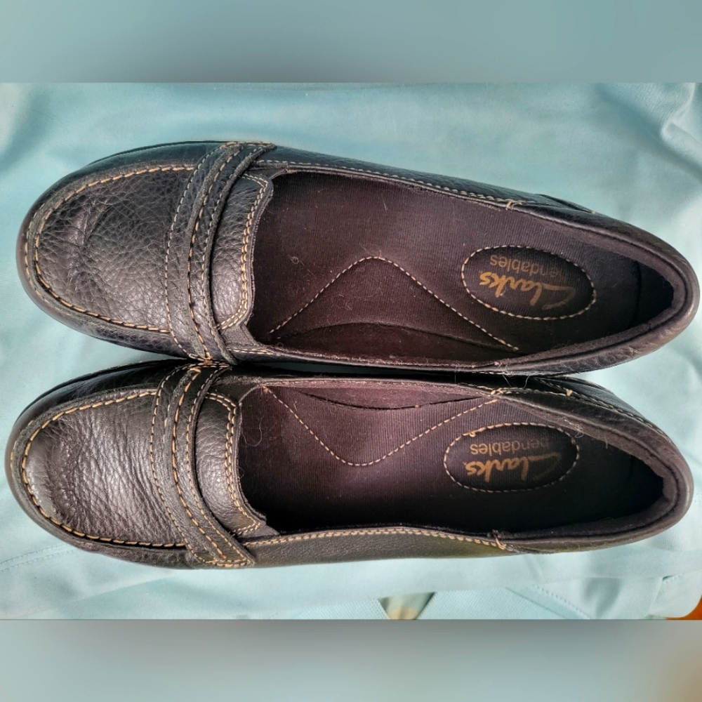 Vintage Clarks black leather top-stitched loafers 6M - Picture 7 of 7